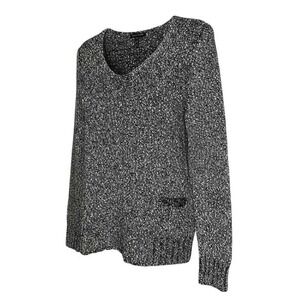 Eileen Fisher Pullover V Neck Sweater‎ Women's XS Black Multicolor Italian Yarn
